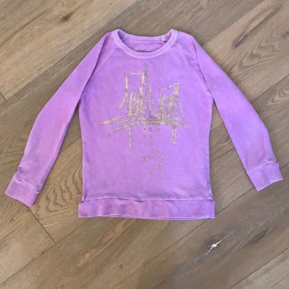 Crewcuts Collectible Purple Sweatshirt w/ Gold Glitter Brooklyn Bridge, Girls 10 - Picture 1 of 3